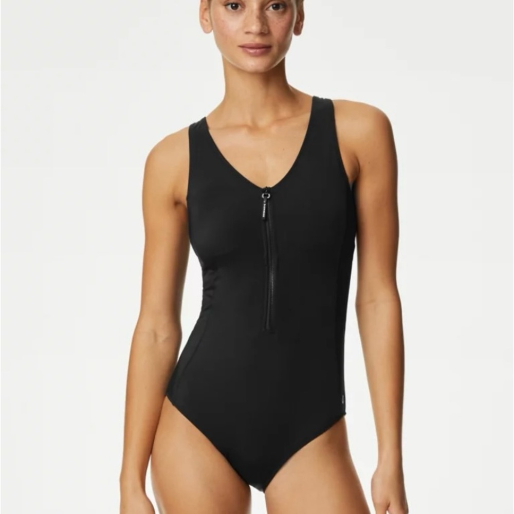 M&S Zip-Front One Piece Swimsuit NWOT Size 8